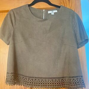 Olive green Laser-Cut Women's Top